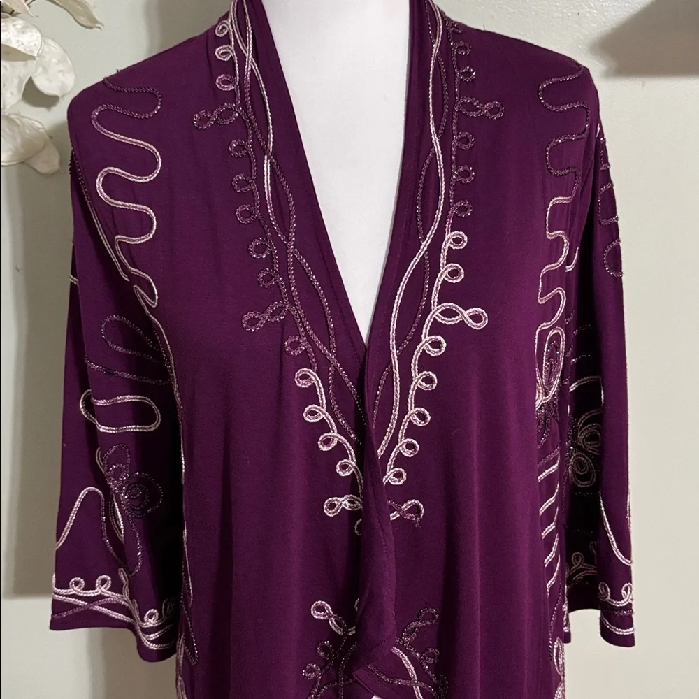 Investments Cardigan Deep Purple Embroidered